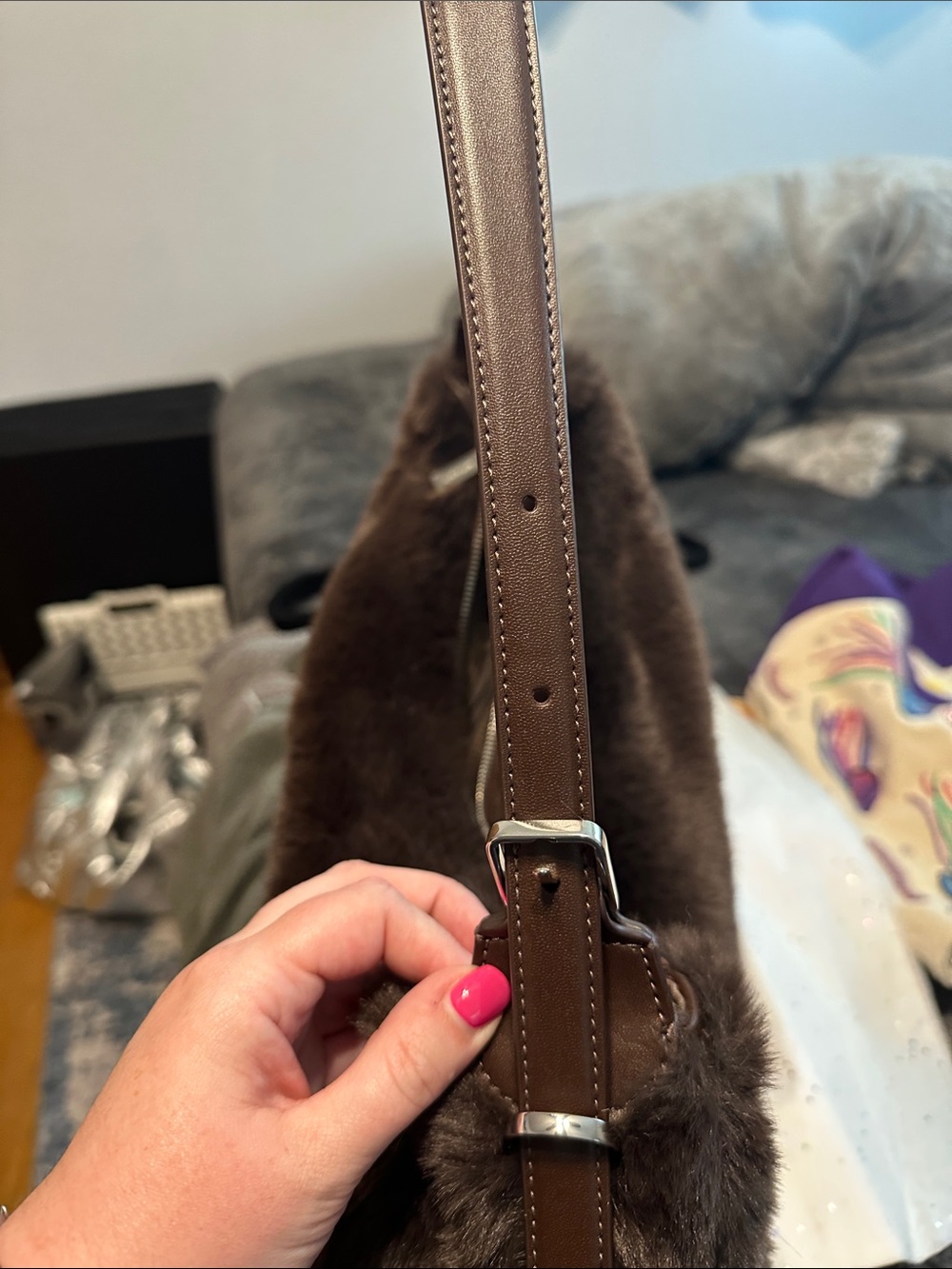 kate spade Dark Brown Faux Fur Hobo Bag - Picture 4 of 7